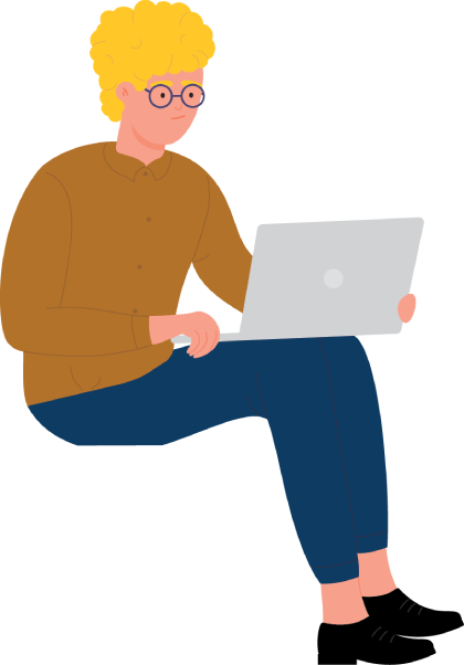 image of a person sitting with a computer on their lap