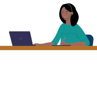 Image of a woman sitting at an office desk