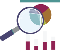 picture of a magnifying glass looking at a range of graphs