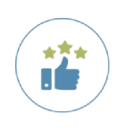 icon of a thumbs up and three stars