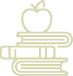 Icon of a pile of books with an apple on top