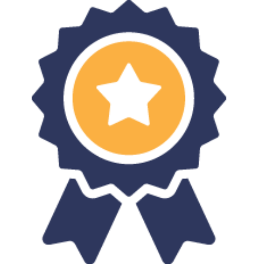 icon of a prize ribbon with a star in the middle