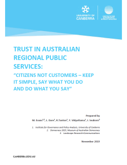 Trust in Australian Regional Public Services cover